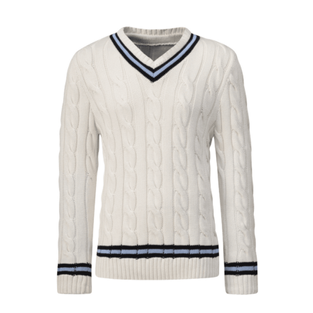 Veleny Men’s Old Money Cricket Jumper – Classic Cable Knit Sweater