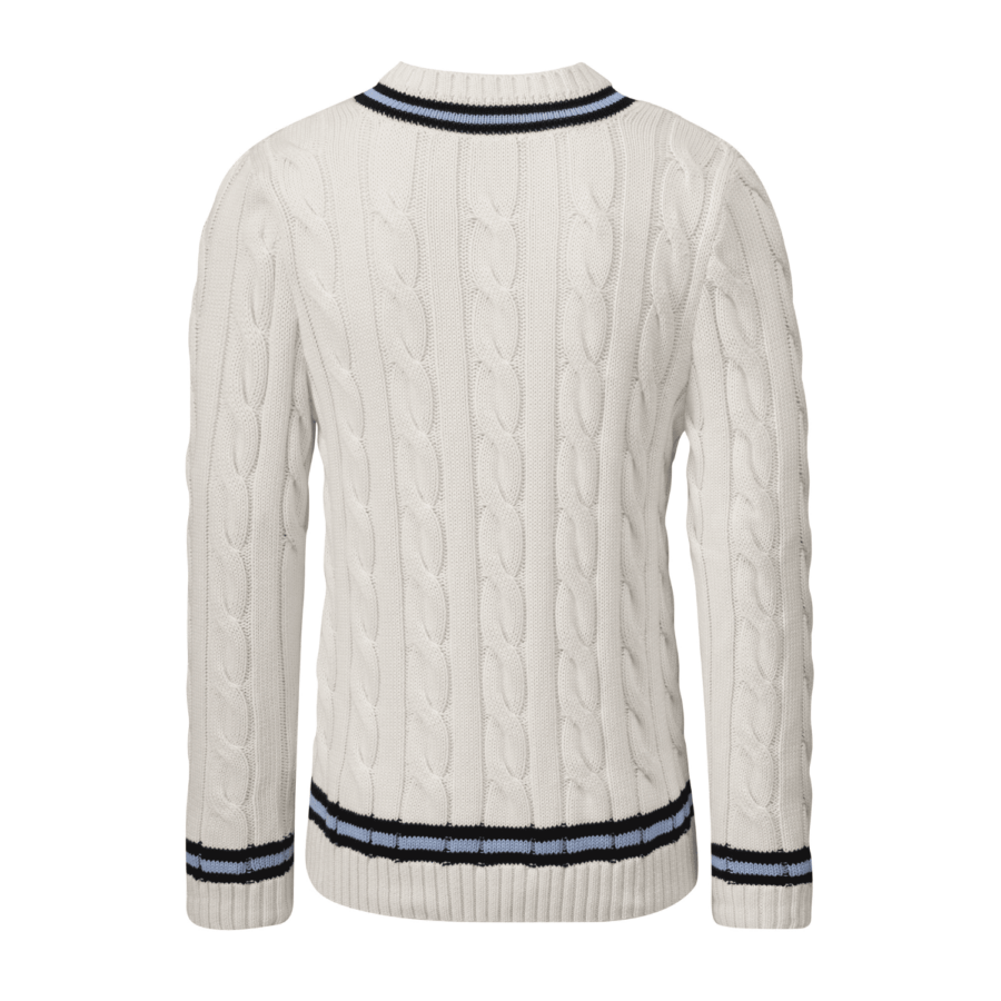 Veleny Men’s Old Money Cricket Jumper – Classic Cable Knit Sweater - Image 4