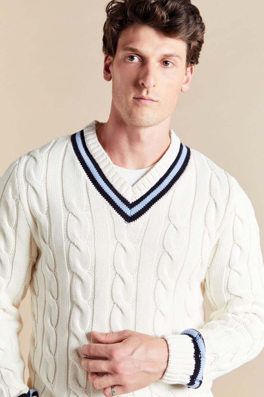 Veleny Men’s Old Money Cricket Jumper – Classic Cable Knit Sweater - Image 6