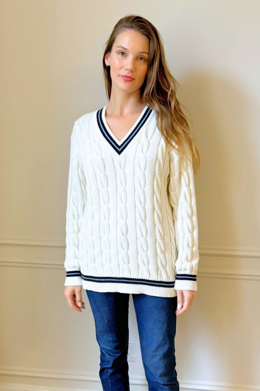 Veleny Men’s Old Money Cricket Jumper – Classic Cable Knit Sweater - Image 7