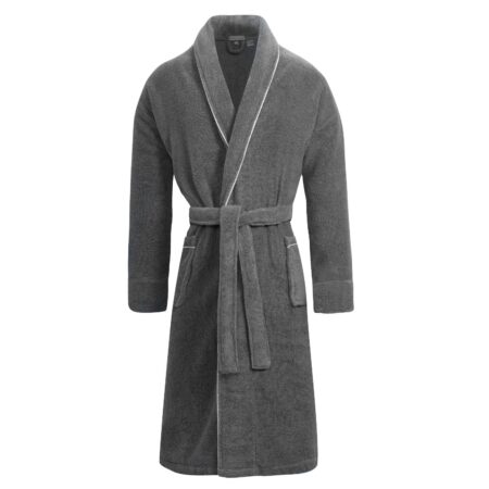 Veleny Women’s Grey Towelling Dressing Gown – Soft Cotton Bathrobe