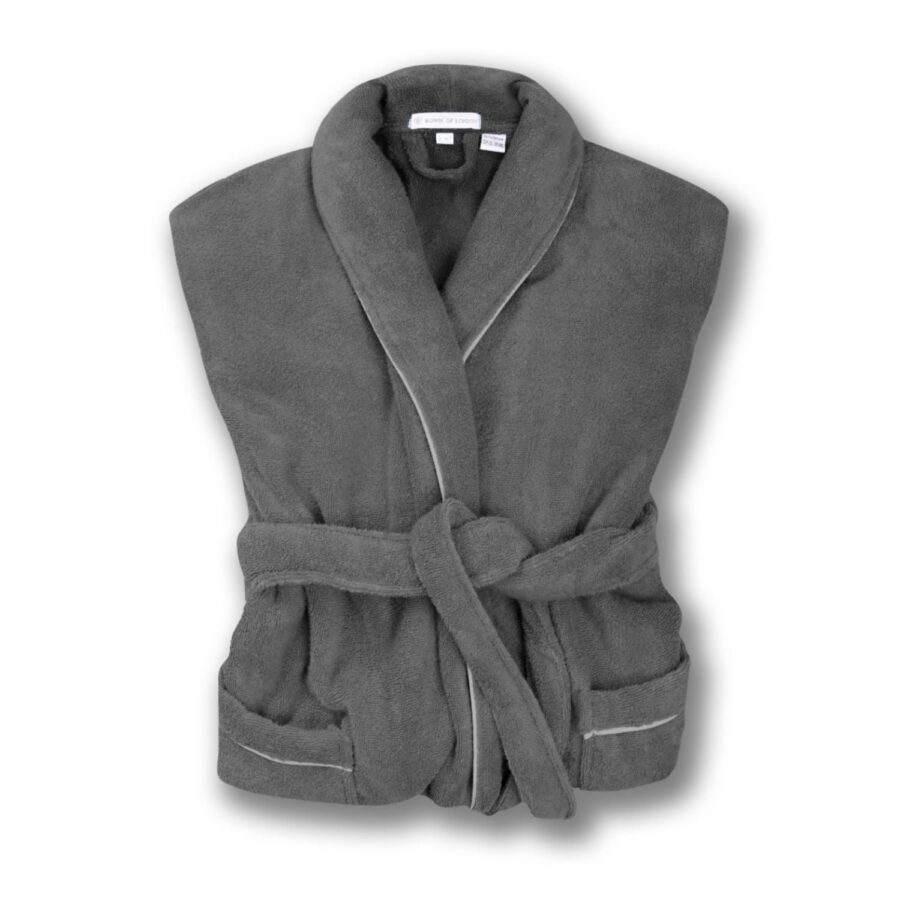 Veleny Women’s Grey Towelling Dressing Gown – Soft Cotton Bathrobe - Image 4